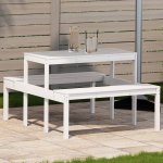 OMAXI 456921 Piknikový stůl bílý 110 x 134 x 75 cm masivní borové dřevo – Hledejceny.cz