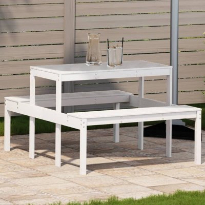 OMAXI 456921 Piknikový stůl bílý 110 x 134 x 75 cm masivní borové dřevo – Hledejceny.cz