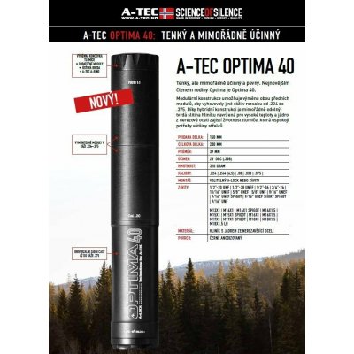 A-TEC OPTIMA 40 pro ráže do .30" 7,62mm na závit M14x1mm – Sleviste.cz