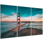 Obraz- Golden Gate, San Francisco, třídílný 120x80 cm – Zboží Mobilmania
