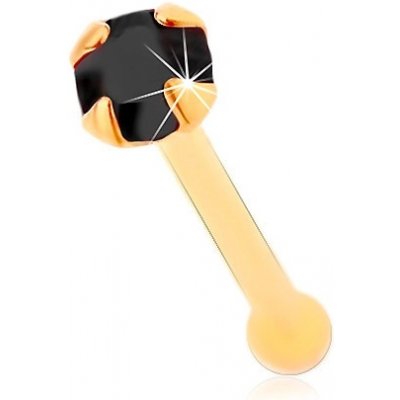 Šperky Eshop piercing do nosu ze žlutého zlata kulatý zirkonek černé barvy S1GG176.10 – Zboží Dáma
