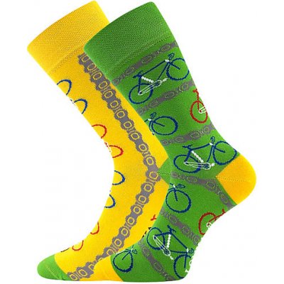 Voxx Fuski Boma DOBLE dámské klasické crazy ponožky kolo žlutá/zelená