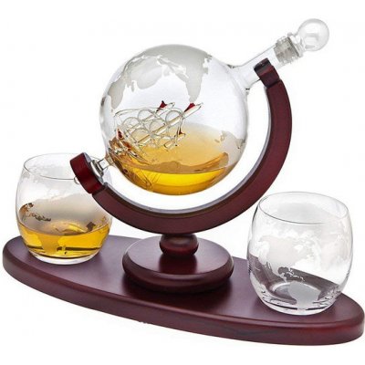 Sklenice na whisky +gravírováná karafa s lodi globus – Zboží Mobilmania