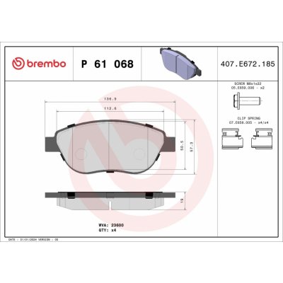 Sada brzdových destiček, kotoučová brzda BREMBO P 61 068X – Zbozi.Blesk.cz