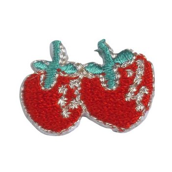 Vyšívané nažehlovací obrázky malé - jahody červené