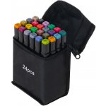 KIK KX5123 Oboustranné lihové fixy v pouzdře 24 + stojánek – Zboží Mobilmania