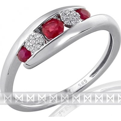 Klenoty Budín diamantový zlatý prsten z bílého AU s pravými rubíny 3861 – Sleviste.cz