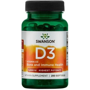Swanson Vitamín D3 5000 IU 250 softgel kapslí