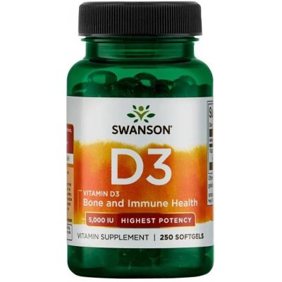 Swanson Vitamín D3 5000 IU 250 softgel kapslí