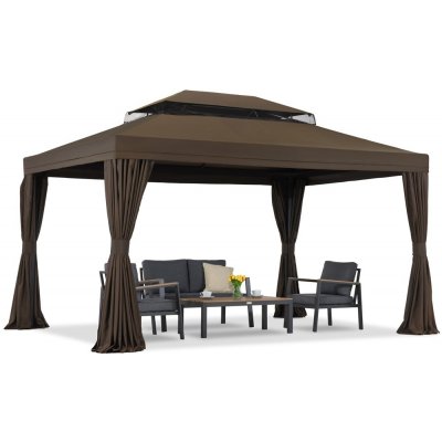 Garden Point zahradní pavilon se závěsy Valencia 3x4m Hnědý – Zboží Dáma