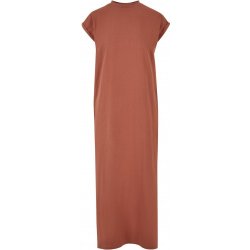 Urban Classics Ladies Long Extended Shoulder Dress terracotta