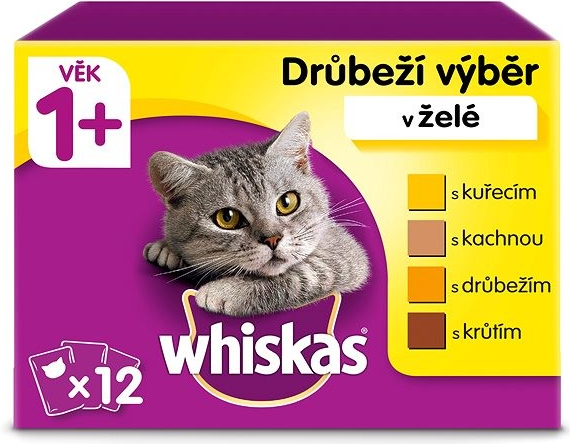 Whiskas pro dospělé kočky drůběží výběr v želé 12 x 100 g od 141 Kč -  Heureka.cz