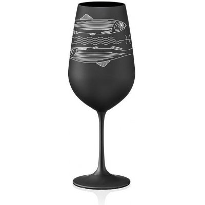 Crystalex Bohemia Crystal Sklenice na bílé i červené víno Viola černá znamení RYBY 550 ml – Zboží Mobilmania