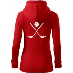 Florbalové hokejky dámská mikina trendy zipper s kapucí Červená – Hledejceny.cz