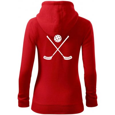 Florbalové hokejky dámská mikina trendy zipper s kapucí Červená – Hledejceny.cz