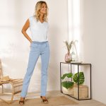 Blancheporte Rovné džíny s pružným pasem sepraná modré – Sleviste.cz