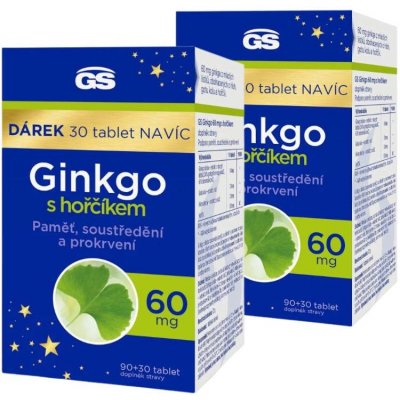GS Ginkgo 60 mg s hořčíkem, 2 x 90+30 tablet dárkové balení 2023