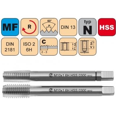 NÁSTROJE CZ Sadový závitník M10x1 I+III SADA ISO2 HSS DIN 2181 - 0300 – Hledejceny.cz