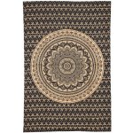 Sanu Babu přehoz na postel s tiskem černý zlatý tisk Mandala 204 x 140 cm – Sleviste.cz
