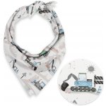 Biante Dětský bavlněný šátek Sandra SA-687 Modro-zelená auta a bagry na bílém – Zboží Dáma