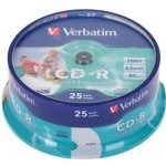 Verbatim CD-R 700MB 52x, Printable, spindle, 25ks (43439) – Zboží Živě