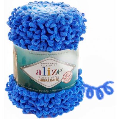 Alize Puffy Fine Ombre Batik 7280 nebesky modrá – Zboží Mobilmania