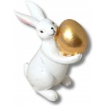 Dekorace Zajíc bílý zlaté vejce vpředu – Sleviste.cz