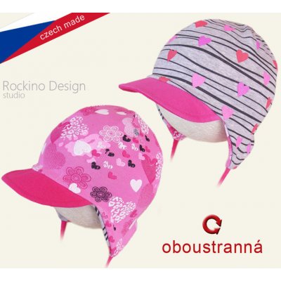 Rockino dívčí podzimní/jarní čepice s kšiltem šedo růžová – Zboží Mobilmania