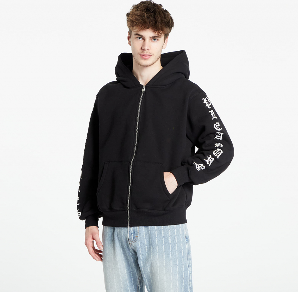 PLEASURES Oe Zip Up Hooded Sweatshirt Black