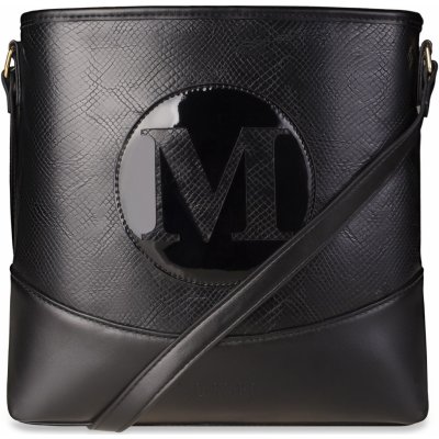 Monnari crossbody taška kapacitní taška na hlášení s velkým logem dámská taška s embosovaným panelem černá
