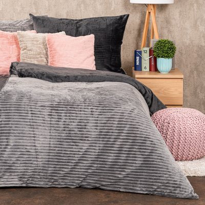 4Home Povlečení mikroflanel Stripe šedá 140x200 70x90 – Zboží Mobilmania