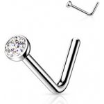 Šperky4U zahnutý piercing do nosu titan čirý kamínek TIT1027C-015 – Zbozi.Blesk.cz