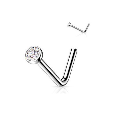 Šperky4U zahnutý piercing do nosu titan čirý kamínek TIT1027C-015 – Zbozi.Blesk.cz