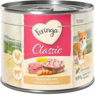 Feringa Kitten Kuřecí a telecí maso s mrkvičkou a pampeliškou 12 x 200 g – Hledejceny.cz