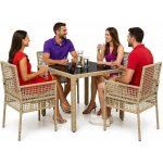 OMAXI 891082 Zahradní jídelní souprava 5 pcs Béžová Poly ratan – Hledejceny.cz