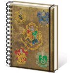 CurePink Poznámkový A5 blok Harry Potter: Hogwarts Crests 14,8 x 21 cm kroužková vazba SR72083 – Zboží Dáma