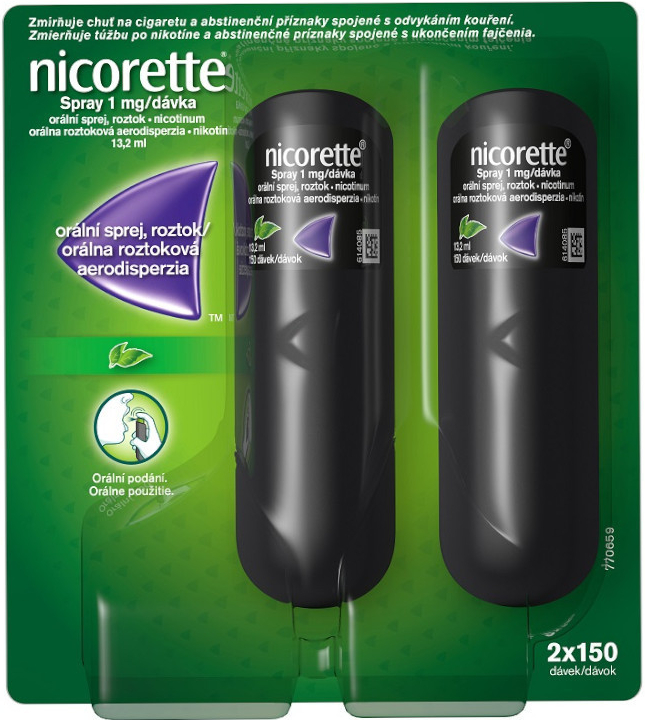 Nicorette spray 1 mg-dávka orm.spr. 2 x 13,2 ml 150 mg od 646 Kč -  Heureka.cz