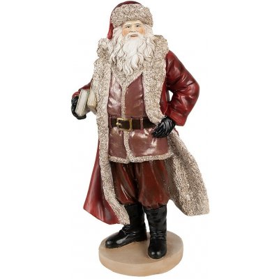 Clayre & Eef Vánoční dekorace socha Santa v červeném kabátku a knihami - 18*14*33 cm – Hledejceny.cz