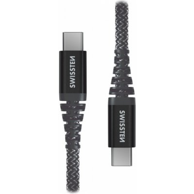 Swissten 71542010 KEVLAR USB-C na USB-C, 1,5m, černý – Zbozi.Blesk.cz