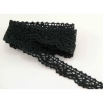 Bavlněná paličkovaná krajka - s hadovkou - černá - šířka 1,7 cm – Zboží Dáma