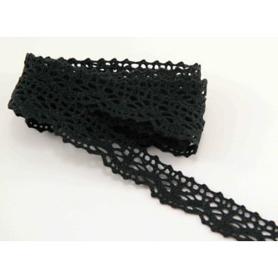 Bavlněná paličkovaná krajka - s hadovkou - černá - šířka 1,7 cm – Zboží Dáma