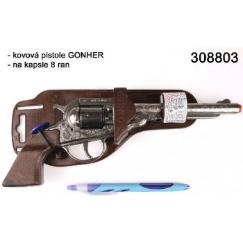 Gonher revolver kovbojský stříbrný kovový delší 8 ran