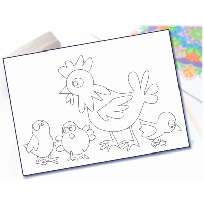 Radost v písku Šablona na pískování slepička s kuřátky A5 148 x 210 mm – Zboží Dáma