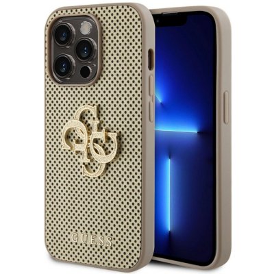 Guess PU Perforated 4G Glitter Metal Logo iPhone 15 Pro Gold – Sleviste.cz