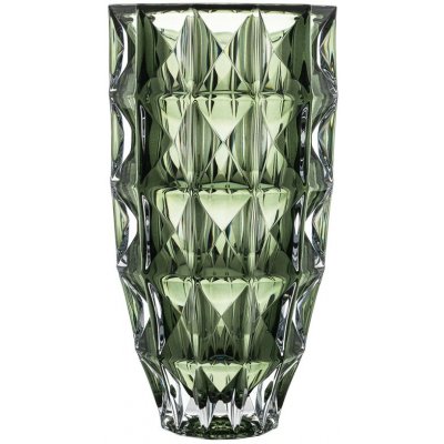 Crystal Bohemia KŘISTÁLOVÁ VÁZA BOHEMIA DIAMOND SMOKEY GREEN 280 MM – Hledejceny.cz