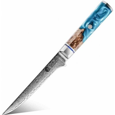 SaKuRo Vykošťovací kuchyňský nůž z damaškové oceli Blue 15,2 cm – Sleviste.cz