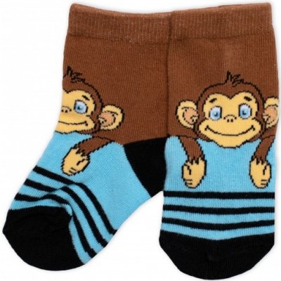 BN Dětské bavlněné ponožky Monkey hnědé/modré – Zboží Mobilmania