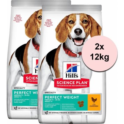 Hill’s Science Plan Adult Perfect Weight Medium Chicken 2 x 12 kg – Hledejceny.cz