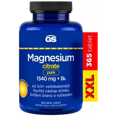 GS Magnesium citrate pure 1340 mg + B6 365 tablet – Hledejceny.cz