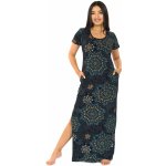 Himalife Dlouhé šaty s kapsami Nida černá s tyrkysovou a béžovou – Zboží Dáma